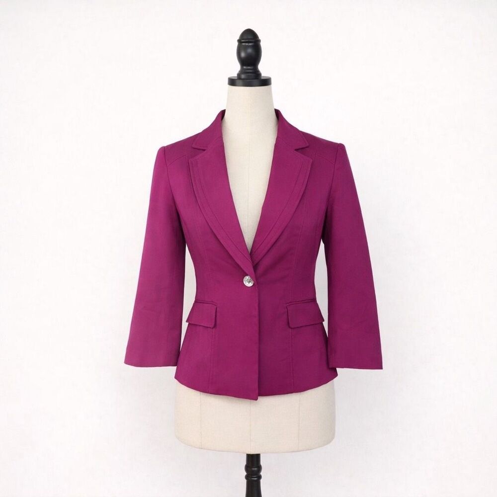 White House Black Market Pink Tailored Blazer Size 4 Fitted Career Jacket